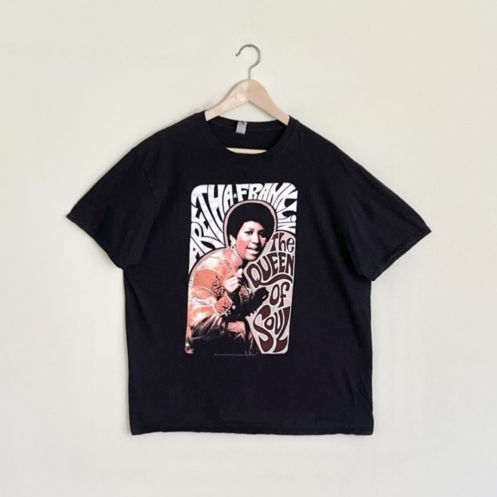 Aretha Franklin The Queen of Soul Retro Black Band T Shirt Adult size XL